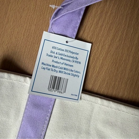NWT 2025 Limited Trader Joe’s Mini Pastel Canvas Tote Bag - Purple - Picture 4 of 4